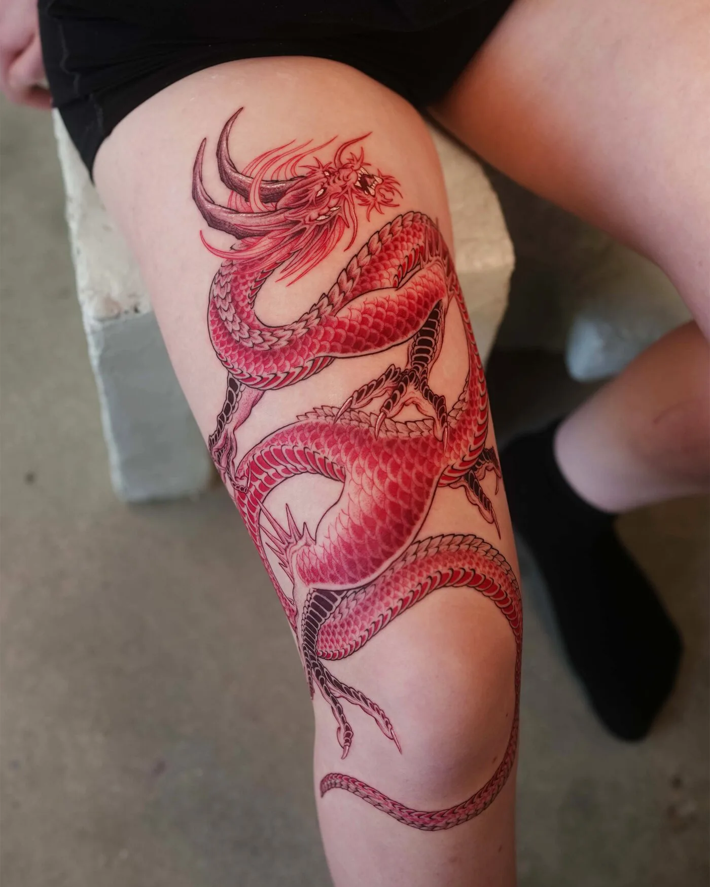 Dragon & red lily